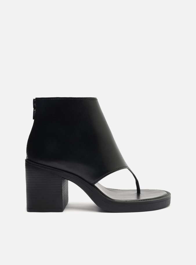Sandal Boot Preta Couro Salto Bloco