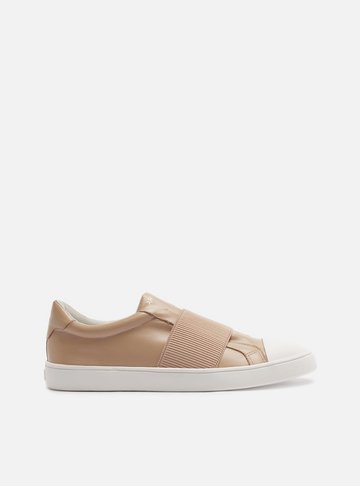Arezzo — Tênis Nude Couro Slip On Elástico