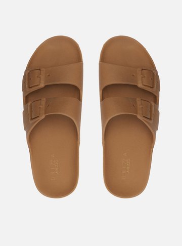 Chinelo Slide Marrom Fivelas Brizza