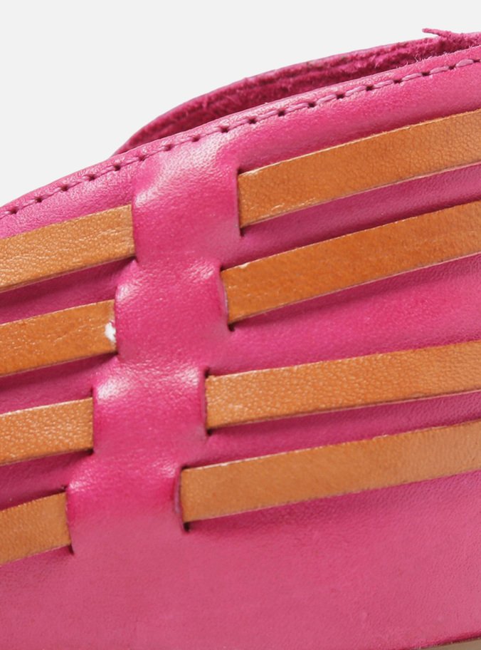 Sapatilha Rosa Couro Tiras Maia
