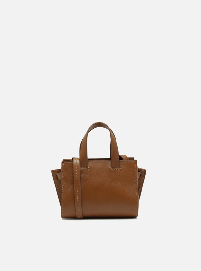 Bolsa Tote Marrom Couro Pequena Tressê Maxi Lenny