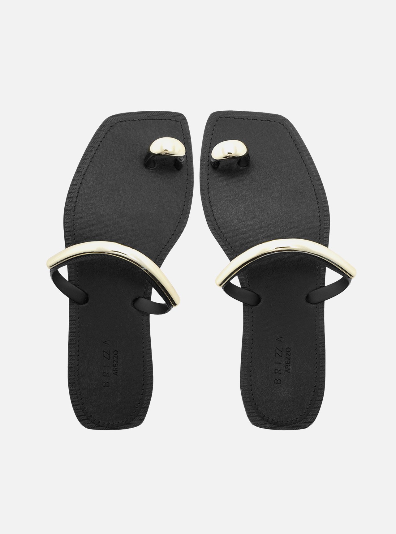 Sandália Papete Preto Flatform Metais Dourados Brizza — foto 3