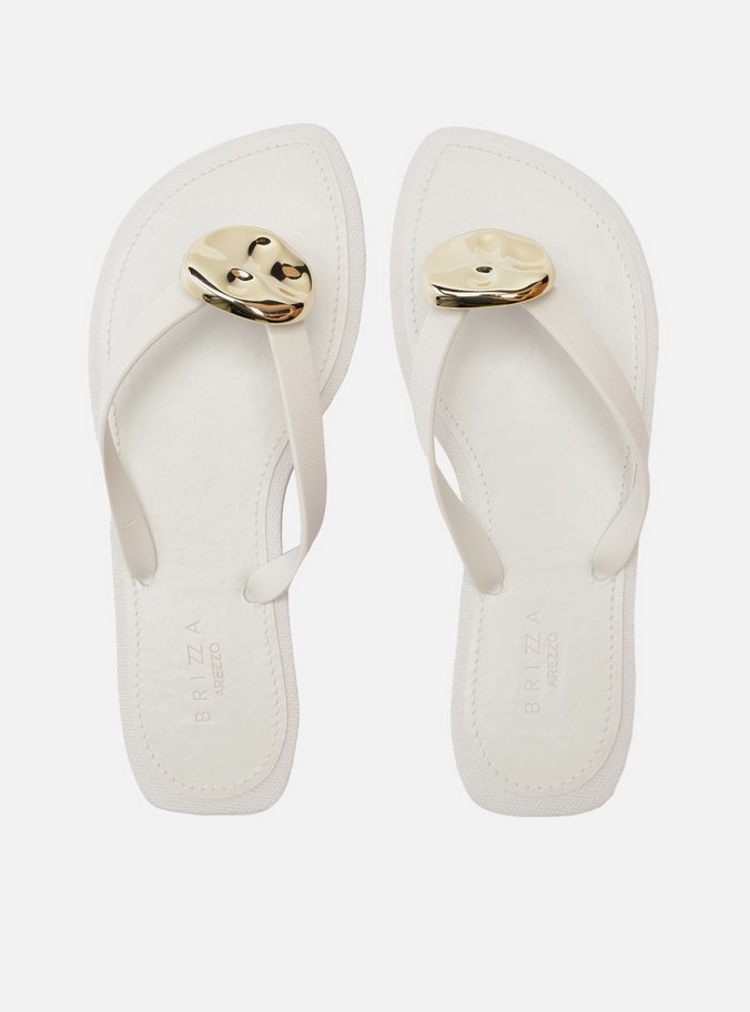 Chinelo Minimal Branco Bico Redondo