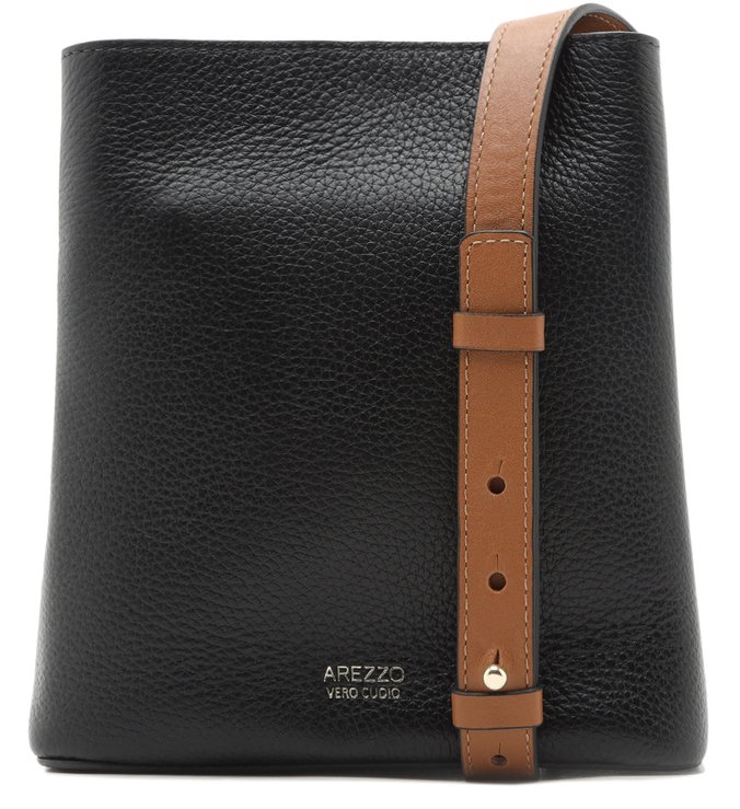 Bolsa Tiracolo Preta Couro Pequena