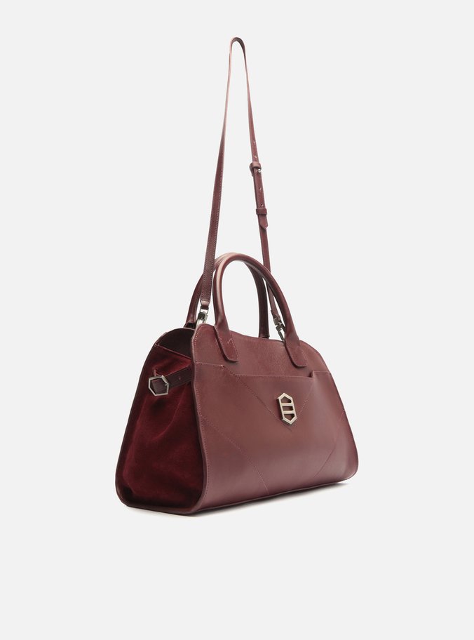Bolsa Tote Bordô Couro Recortes Média