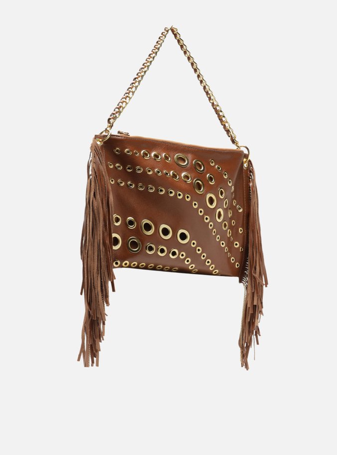 Bolsa Tiracolo Caramelo Couro Grande Franjas