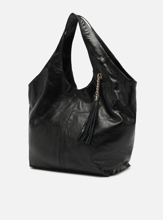Bolsa Hobo Preta Couro Grande Barbicacho