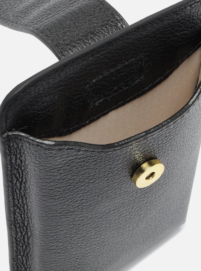 Mini Bag Marrom Couro Porta-Celular Medalha
