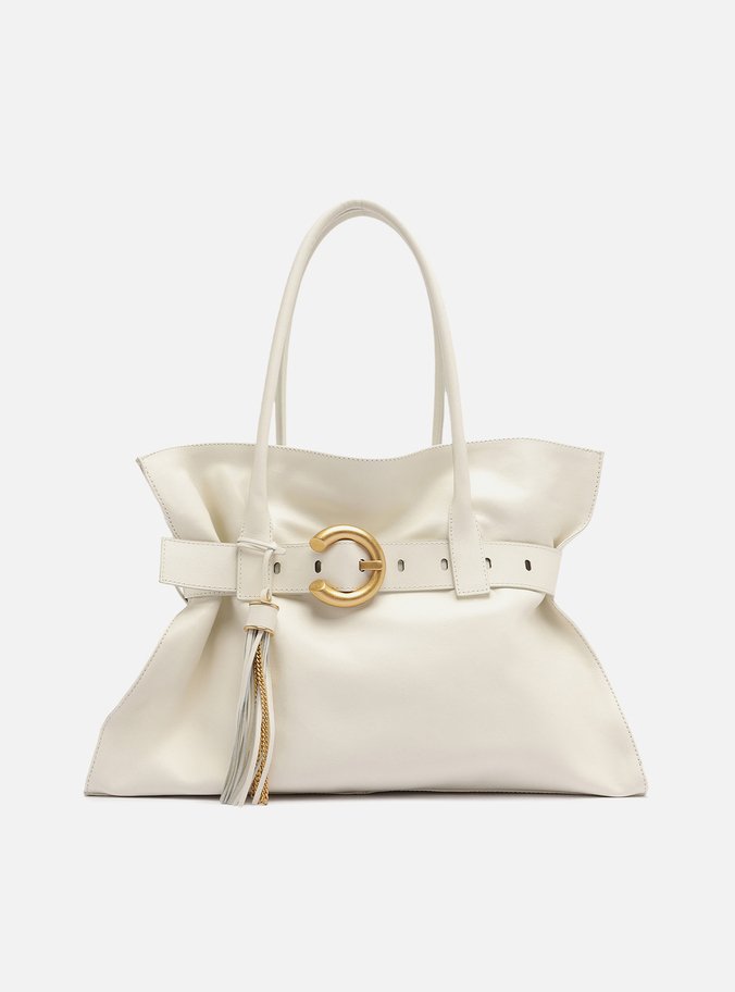 Bolsa Shopping Branca Couro Isa Grande
