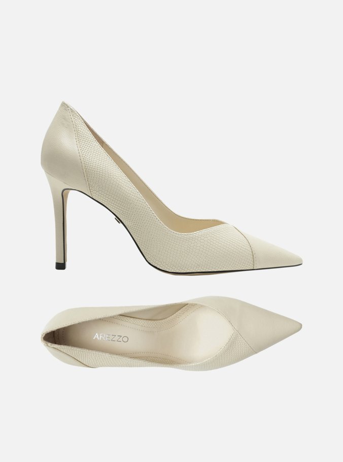 Scarpin Branco Snake Salto Alto Detalhe