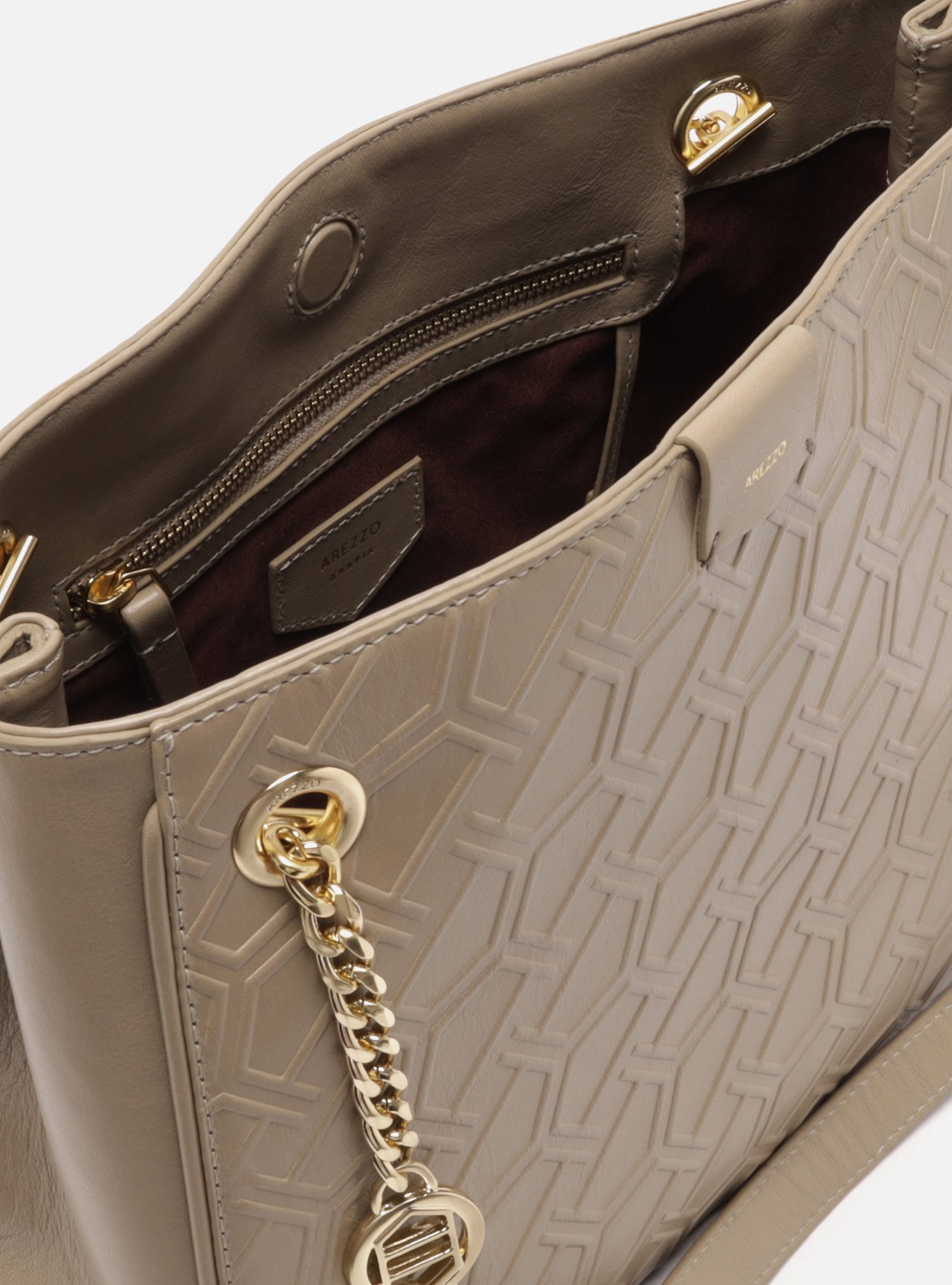Bolsa Shopping Cinza Couro Grande Corrente — foto 4