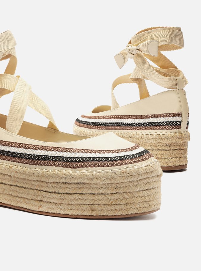 Espadrille Off-White Couro Flatform Neutra