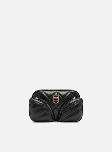 Bolsa Tiracolo Preta Couro Pequena Matelassê