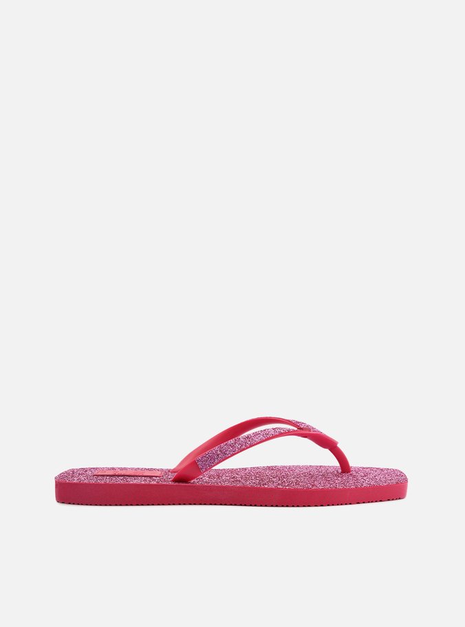 Chinelo de Dedo Rosa Glitter Brizza Square