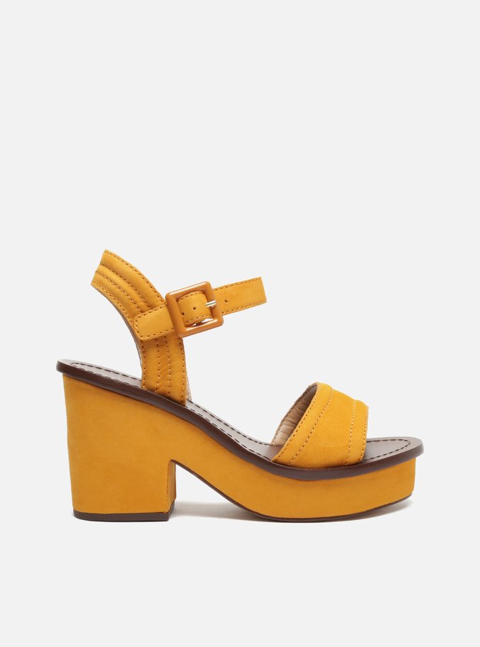 Sandália Nobuck Amarelo Meia Pata