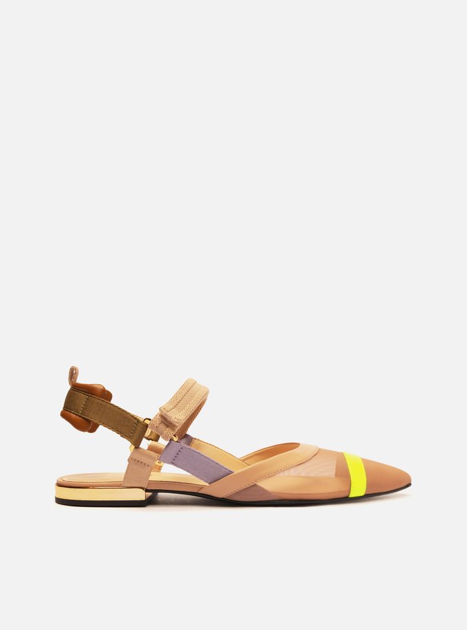 Sapatilha Bege Color Bico Fino Aberta Sport