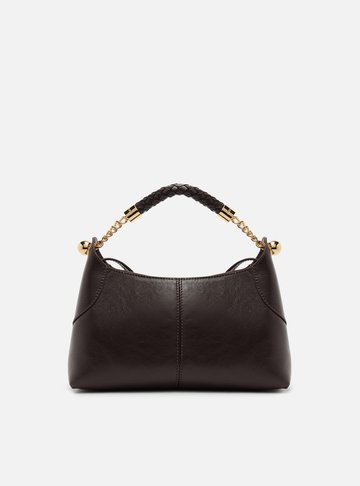 Bolsa Tiracolo Marrom Couro Média Alça Trança