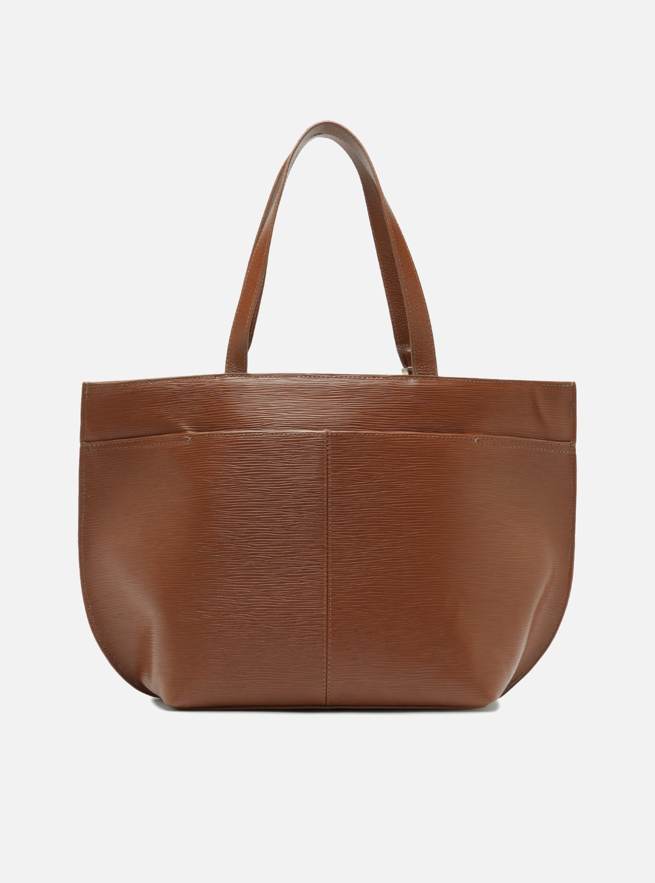 Bolsa Shopping Marrom Couro Abraccio Grande — foto 3