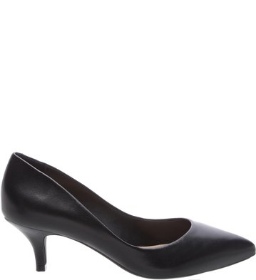 Scarpin preto couro salto baixo Clearance