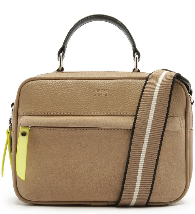Bolsa Tiracolo Couro Prione Neon Média New Sepia