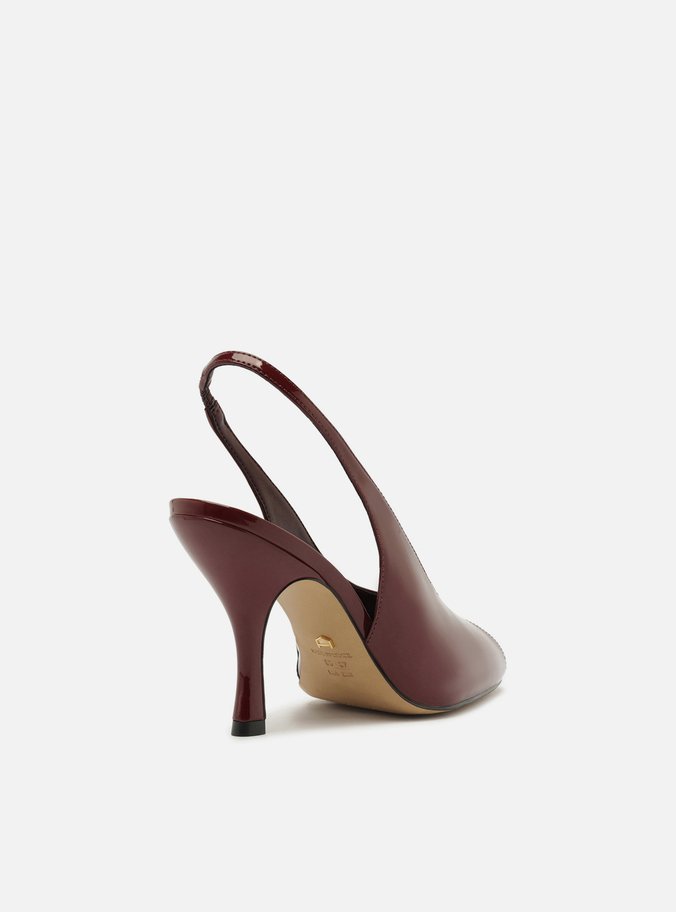Peep Toe Vinho Verniz Salto Alto Slingback