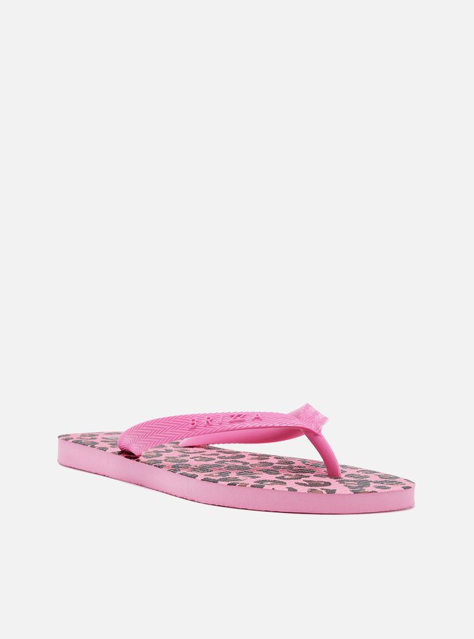 Chinelo de Dedo Animal Print Tiras Rosa