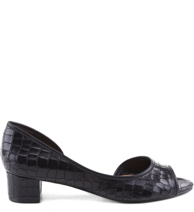 Peep Toe Croco Preta