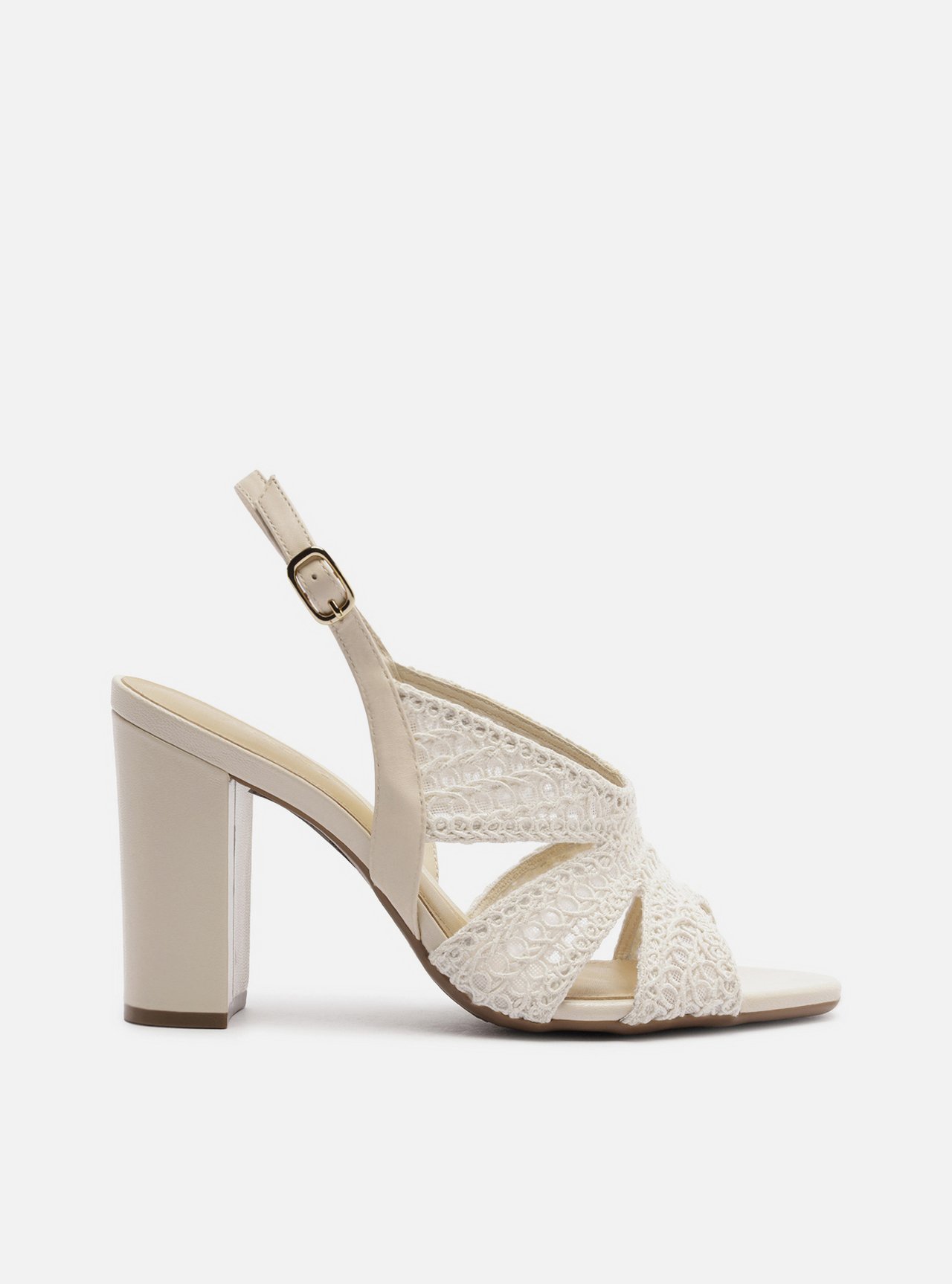 Sandália Off-White Salto Alto Bordada Recortes — foto 1