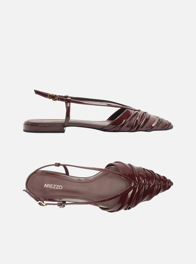 Sapatilha Vermelha Verniz Bico Fino Slingback