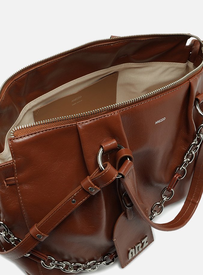 Bolsa Tote Couro Marrom Grande