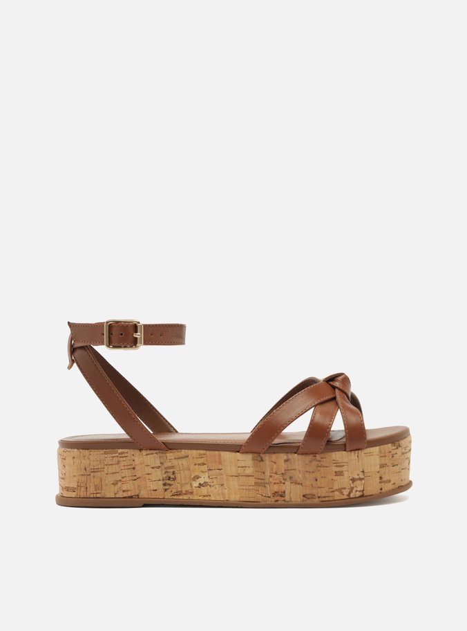 Sandália Marrom Salto Flatform Fivela