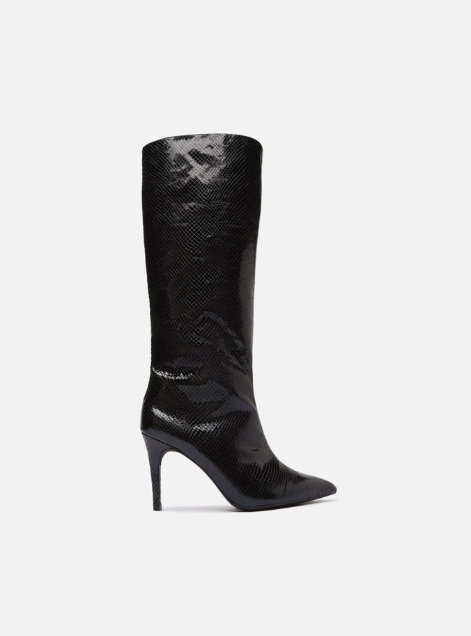 Bota Preta Snake Cano Alto Salto Fino