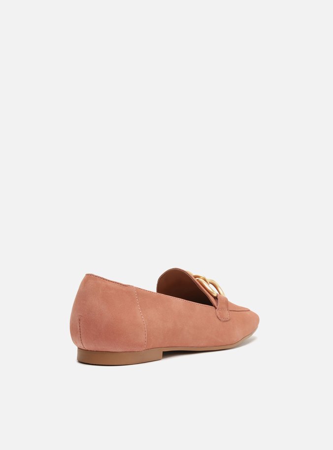 Mocassim Rosa Nobuck Bico Quadrado Elos