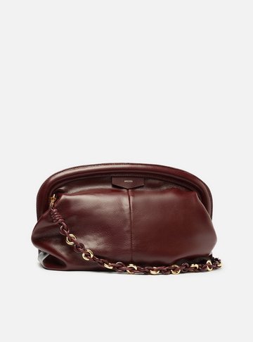 Clutch Vermelha Couro Grande Alça Corrente