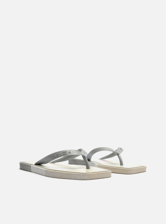 Chinelo de Dedo Prata Glitter Square Brizza
