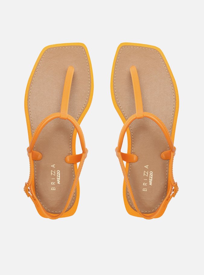 Sandália Rasteira Laranja Slim Square Brizza