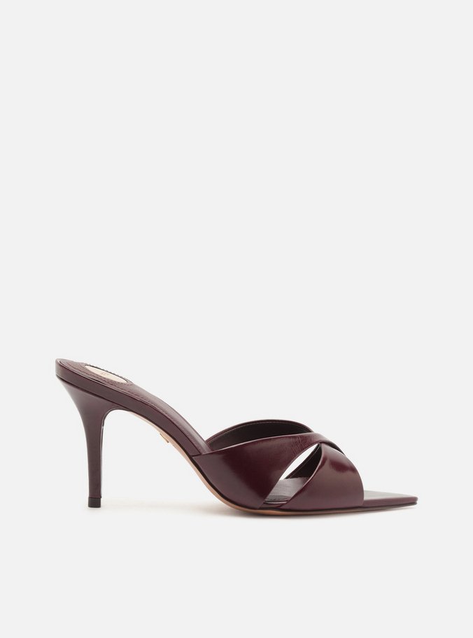 Tamanco Bordô Couro Salto Fino