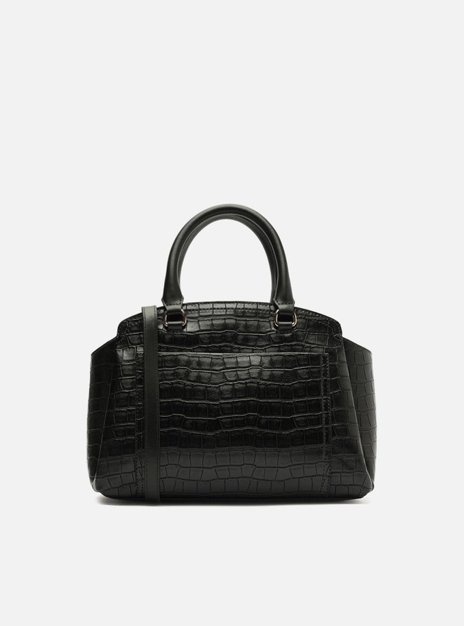 Bolsa Tote Preta Croco Média Textura