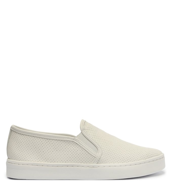 Tênis Slip On Branco Couro Bico Redondo
