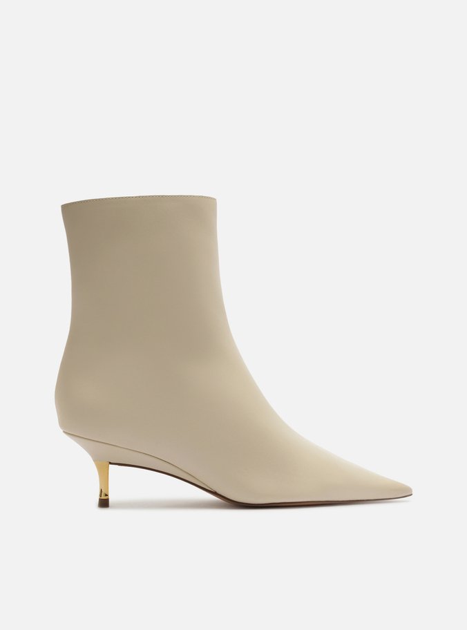 Bota Branca Couro Bico Fino