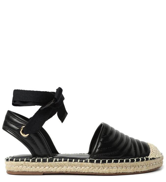 Espadrille Preta Rasteira Amarração