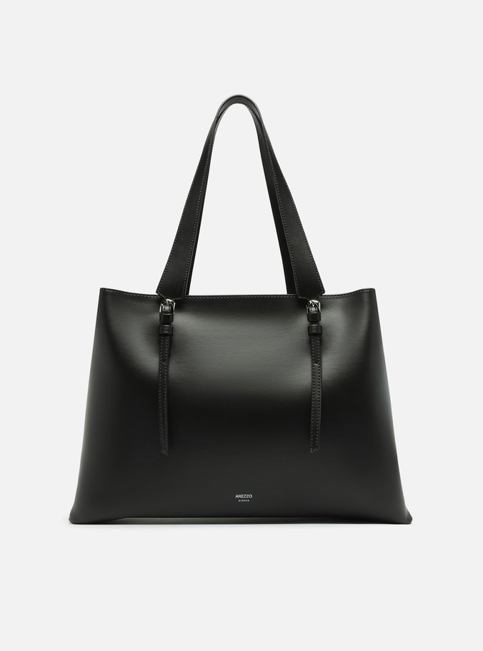 Bolsa Shopping Preta Grande Alças Detalhe