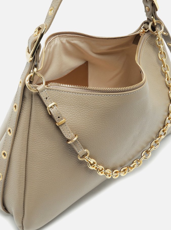 Bolsa Tiracolo Cinza Couro Grande Bag Charm