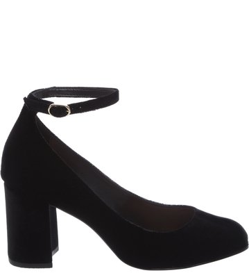 Sapato Boneca Preto Veludo Tornozeleira