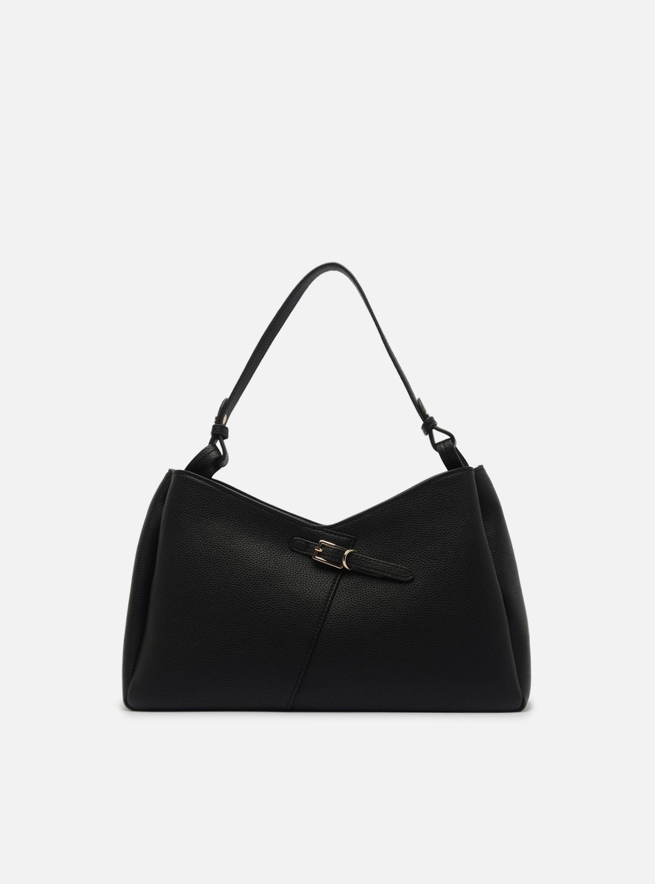 Bolsa Shopping Preta Média Detalhe Fivela — foto 1