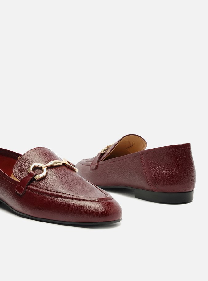 Mocassim Bordô Couro Bridão Metálico Básico Luma