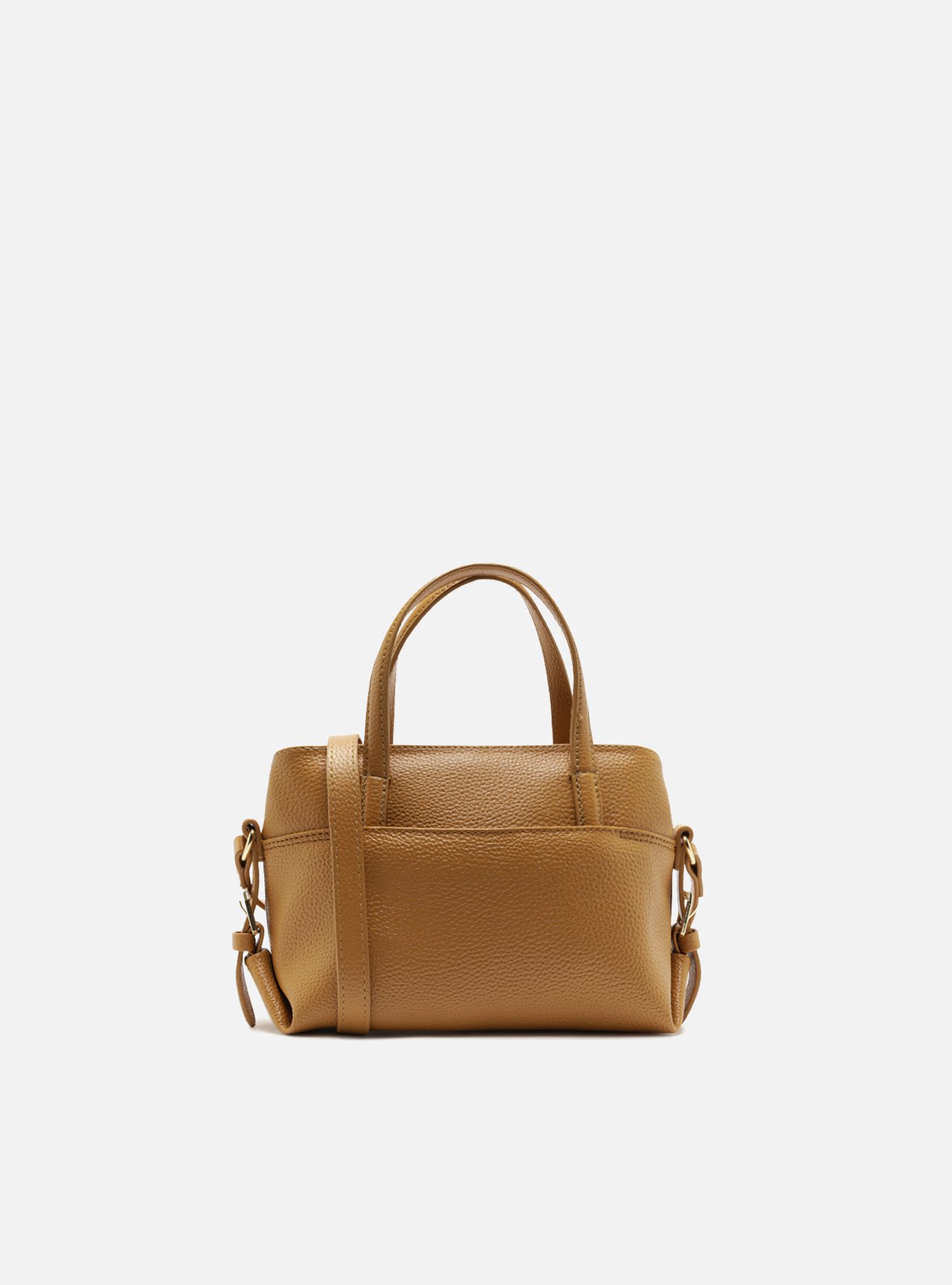 Bolsa Tote Marrom Texturizada Pequena Fivelas — foto 3