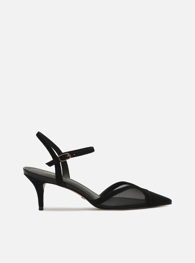 Scarpin Preto Tela Salto Baixo