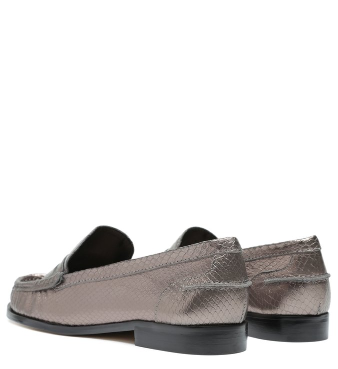 Mocassim Snake Bico Redondo Tira Metal Grafite