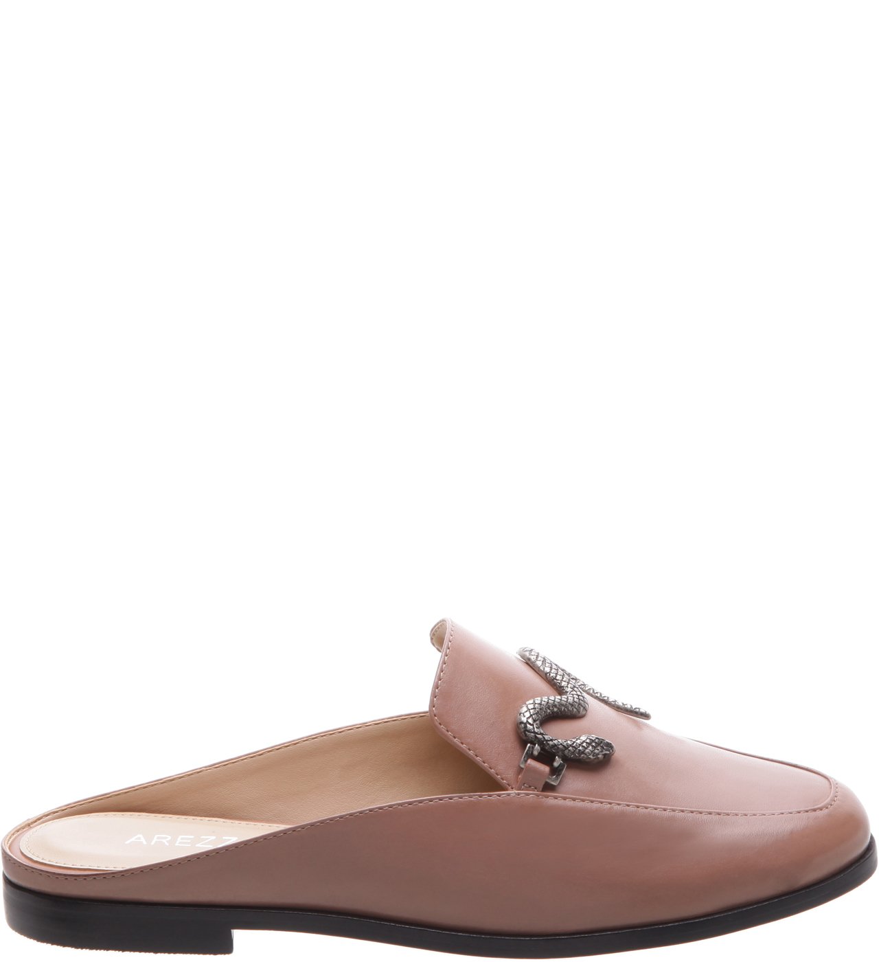 Mule Couro Snake Smoke Rose